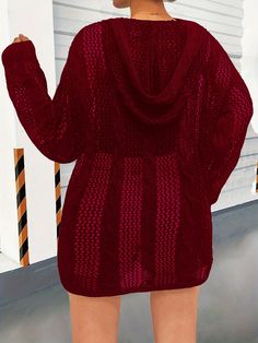 Plus Size Women's Solid Color Simple Everyday Sweater Burgundy Casual  Long Sleeve Knitwear Plain,All Over Print,Textured Pattern Pullovers Slight Stretch  Women Plus Clothing, size features are:Bust: ,Length: ,Sleeve Length: White Knit Top, Everyday Sweater, Plus Size Pullover, Plus Size Sweater, Loose Knit Sweaters, Burgundy Sweater, Plus Size Sweaters, Casual Stripes, Black Party