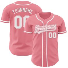 women's custom baseball jersey with your name and number on the front in pink