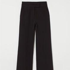 H&M High Waisted Trousers In Black, Wide Leg, Size 6. Never Worn. H&m Wide-leg Workwear Pants, Formal Black Bottoms By H&m, H&m Formal Black Bottoms, H&m High-waisted Workwear Bottoms, H&m High-waisted Pants For Work, H&m Straight Leg Work Pants, Fitted H&m Bottoms For Workwear, H&m Fitted Bottoms For Business Casual, Fitted H&m Bottoms For Office