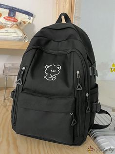 Bird in Bag - Graphic Classic Backpack Aesthetic Black School Bag, Cute Backpacks Black, Aesthetic School Bags, Cute Black Backpack, Girly Backpacks, Backpack Aesthetic, Black School Bags, Cute School Bags, School Prep