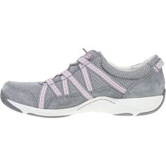 Meet the Dansko Harlyn, your everyday sneaker for great support and effortless comfort. This lightweight shoe is designed to keep you moving forward with ease and style. These Dansko Harlyn Grey Suede Women's Shoes have the following features: Accommodates most standard and custom orthotics Chrome-free leather and recycled nylon Suede treated with 3M Scotchgard™ for stain resistance Dri-Lex® Dri-Freeze® for moisture management and moisture odor control Energy-return EVA removable footbed with Dansko Natural Arch® technology for all-day comfort and support Lightweight, energy-return EVA midsole with nylon shank for stability Natural rubber outsole for long-lasting wear Elasticized laces 4854249494 Slip-on Sneakers With Round Toe For Light Exercise, Slip-on Sneakers For Light Exercise With Rubber Sole, Low-top Slip-on Sneakers With Arch Support, Athletic Fit Lace-up Walking Shoes With Ortholite Insole, Comfortable Walking Shoes With Arch Support For Light Exercise, Sporty Slip-on Walking Shoes With Round Toe, Slip-on Low-top Sneakers For Light Exercise, Gray Walking Shoes With Arch Support, Low-top Slip-on Sneakers With Arch Support For Light Exercise