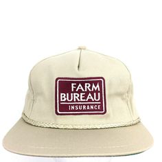 Vintage 80's Farm Bureau Insurance Cap Spell Out Script Logo Made In USA Rope Snap Back Trucker Baseball Dad Hat BUY IT NOW! Please feel free to ask any questions you have about this item, I am here to make sure you are happy with your purchase. #HAT82 Vintage Brown 5-panel Trucker Hat, Vintage Brown Snapback Hat With Flat Bill, Vintage Adjustable Trucker Hat, Vintage Flat Bill Baseball Cap, Vintage Brown 5-panel Snapback Hat, Vintage Adjustable Baseball Cap, Vintage Brown 5-panel Hats, Vintage One Size Fits Most Baseball Cap, Vintage Cream Baseball Cap With Curved Brim