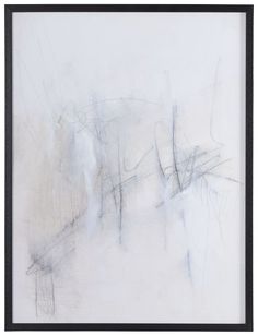 an abstract painting with white and gray colors