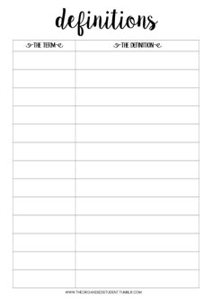 a printable worksheet with the words definition