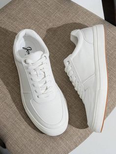 SHOESMALL Men's Outdoor Casual Shoes Men's Breathable Dress Sneakers Business Dress Sneakers For Men | SHEIN USA Men’s Casual White Sneakers, White Shoes Outfit Men, Men White Sneakers, Men Winter Shoes, White Shoes Outfit, Casual White Sneakers, Dress Sneakers, White Shoes Men, White Sneakers Men