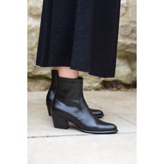 Our Asinara boot has been a key part of our A/W collections for many, many years and after a brief break they are back by incredibly popular demand. This enduringly chic ankle boot is skilfully hand made in Spain and comes in 4 easy to wear and luxurious colour/material combinations. Sitting atop a versatile, mid height, cuban heel, Asinara has a soft almond toe and finishes just above the ankle. The cut is slim on the ankle so they pair beautifully with trousers and dresses alike. A side zip with elegant gold hardware allows for easy access. Uppers - 100% Leather Lining - 100% Leather Sole - Rubber  Protect and nourish the leather with a neutral polish and a soft cloth. Wipe dirt off with a damp cloth. Neutral Polish, Bespoke Shoes, Brand Magazine, Cuban Heels, Blazer With Jeans, And Dresses, Stylish Shoes, Independent Designers Fashion, Black Ankle Boots