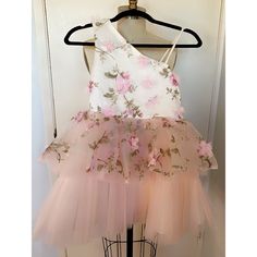 Brand New One Sleeve Zipper Back Appliqu Organza / Tulle Lined Cute White Tutu Dress For Spring, Cute White Spring Tutu Dress, White Tutu Dress For Spring Dress-up, Girls Dress, White Cream, Kids' Dresses, Cream White, Pink White