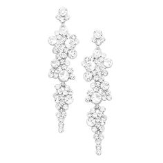 All eyes are on you in these magnificent stunners! Make a statement when you walk into a room with these unique crystal earrings. Wear them on your special day to truly enhance your look with an eccentric piece of jewelry! Glittering crystals catch the light beautifully, adding major sparkle, making this earring set spectacular! Drop style post back earrings measure 3.25 inches in length by 0.87 inch width. Round shaped rondelle cut glass crystals in a tiered, cluster design are a great addition Multi Strand Pearl Necklace, Easter Jewelry, Western Necklaces, Cluster Design, Casual Earrings, Western Earrings, Silver Jewelry Necklace, Pink Necklace, Rose Gold Bracelet