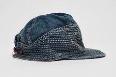 Image of Kapital Kogin Blue Washed Country Cap Cadet Hat, Projek Menjahit, Denim Repair, Denim Hat, Childrens Hats, Vintage Cap, Unique Hats