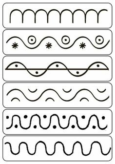 four different lines that have been drawn in the same manner, each with different shapes and sizes