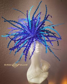 Aimee Fuller Kentucky Derby Fascinator  THIS LISTING is for the blue with turquoise. Various colors available seasonally; please inquire.    Handmade fascinator with a flourish of dazzling feathers. This piece is fun, elegant, dramatic, and beautiful from all angles, and will have all eyes on you on your special day.    Perfect for the bride, or for your next gala/special event. Easy-to-wear headband fascinator makes a statement and can be worn to a myriad of events: Royal Ascot, Easter, bridal, Blue Feather Headpiece For Kentucky Derby, Blue Feathered Headpiece For Kentucky Derby, Blue Feathered Headpieces For Royal Ascot, Blue Feathered Hat For Royal Ascot, Blue Feathered Costume Hats For Royal Ascot, Fitted Blue Feathered Costume Hat, Fitted Blue Headpieces With Feathers, Fitted Blue Costume Hat With Feathers, Cup Hat