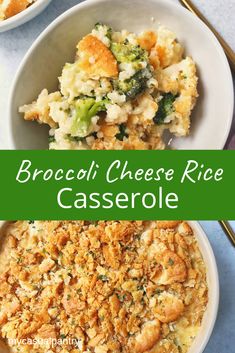 broccoli cheese rice casserole in two bowls