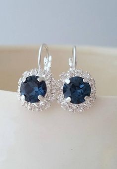 Navy blue earrings,Blue earings, bridesmaid gifts,studs,Swarovski crystal drop earrings, Bridal earr Sapphire Crystal Drop Earrings, Formal Sapphire Crystal Earrings, Nickel-free Crystal Wedding Earrings, Silver Round Earrings For Bridesmaid Gift, Crystal Drop Earrings For Bridesmaid Gift, Nickel-free Crystal Earrings For Weddings, Crystal Dangle Earrings For Bridesmaid Gift, Cubic Zirconia Crystal Earrings For Bridesmaids, Drop Earrings Bridal