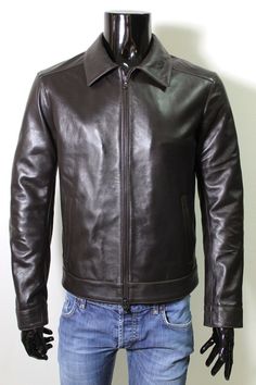 ITALIAN LEATHER  JACKET.  SLIM FIT NOT SO TIGHT  MADE WITH SOFT LAMBSKIN LEATHER   COLOR : DARK BROWN . SIZE : S  - for more details of the measures please check photo #3 , if sleeves are long we can cut for free just contact us . MADE IN ITALY (italianskins)   We've done our best to represent our true colors but due to the differences in screen resolution for computer monitors, colors can vary slightly. MATERIAL  All our skins are tanned in  Solofra Italy, the town of 200 lambskin tanneries. We Fitted Brown Leather Jacket With Lapel Collar, Formal Fitted Leather Jacket With Zip Fly, Fitted Leather Jacket With Padded Collar For Business, Fitted Brown Leather Jacket With Padded Collar, Classic Fitted Biker Jacket With Padded Collar, Men Leather Jacket, Men's Leather Jacket, Mens Winter Fashion, Leather Jacket Men