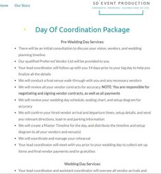 the day of coordination package for wedding services