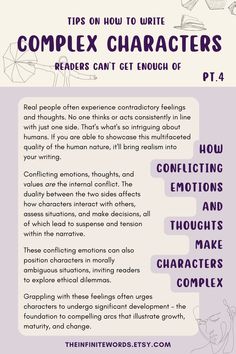 an info sheet describing how to write complex characters and how they can help them with writing