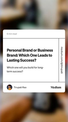 a person holding up a business card with the text personal brand or business brand which one leads to losing success?