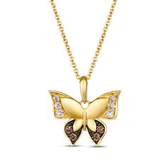 Le Vian Diamond Butterfly Necklace 1/6 ct tw 14K Honey Gold 18" | Kay Diamond Butterfly Necklace, Gold Layered Bracelets, Neil Lane Engagement Rings, Pearl Diamond Jewelry, Levian Jewelry, Cross Jewelry Necklace, Fan Jewelry, Diamond Butterfly, Diamond Wedding Rings Sets