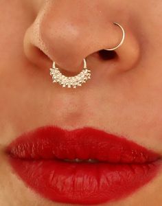 Silver septum Indian style gold septum jewelry Septum by Alagia Hoop Septum, Gold Septum, Earring Cartilage, Tragus Earring, Silver Jewellery Indian, Septum Jewelry, Cartilage Earring, Tragus Earrings, Sterling Silver Engagement Rings