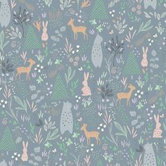 a gray background with various animals and plants