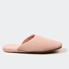 Rose Suede Slip-on Indoor Slippers, Indoor Suede Slip-on Slippers, Pink Leather Casual Slippers, Casual Pink Leather Slippers, Pink Leather Round Toe Slippers, Comfortable Suede Slip-on Slippers, Pink Leather Sole Slip-on Mules, Pink Slip-on Mules With Leather Sole, Luxury Slippers