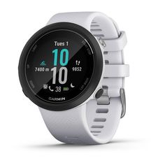 the garmin gps watch is shown in white