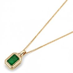 1.94 Ctw Emerald Pendant with Chain in 14K YG Metal-3.76 Grams W/Chain 18" Men’s Emerald Necklace, Classic Gold Plated Gemstone Necklaces, Timeless Gold Solitaire Necklace With Emerald Cut, 14k Yellow Gold Emerald-cut Diamond Necklace, Luxury Gold Solitaire Necklace Emerald Cut, 14k Yellow Gold Emerald Cut Diamond Necklace, Luxury Gold Emerald-cut Solitaire Necklace, Timeless Gold Necklace With Emerald Cut, Emerald Cut 14k Yellow Gold Diamond Necklace