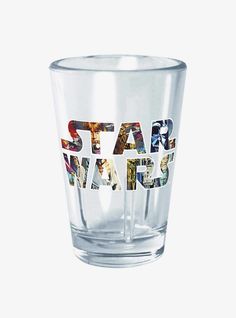 a shot glass with the words star wars printed on it