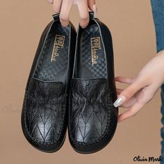 Olivia Mark - Genuine Leather Casual Flats with Soft Sole and Anti-Slip Design Woman's Closet, Beef Tendon, Flats Shoes Comfortable, Womens Closet, Chunky High Heels, Super High Heels, Black Shoes Women, Comfortable Flats, Leather Shoes Woman