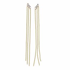 Jennifer Zeuner Jewelry Torre 4" Earrings 18k yellow gold plated silver White Sapphire, Gold Plated Silver, Gold Plated Sterling Silver, Casual Jeans, Ring Bracelet, Extra Long, Anklets, Arrow Necklace, Casual Looks