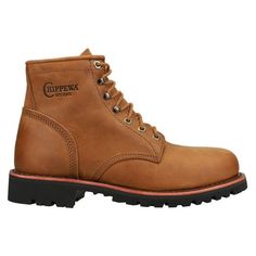 Its timeless 6 profile is crafted in unlined Bourbon Brown leather for a naturally cool feel and features 4-row stitching for enhanced durability plus an orthotic insole for comfort. Designed for high-heat applications like welding and steel fabrication, its heat-resisting Vibram Street Warrior outsole is built to endure with abrasion-, oil- and slip-resisting technology. This boot meets ASTM 2413 safety footwear standards. ASTM F2413 covers the minimum design, performance, testing, labeling, an Logger Boots, Comfortable Work Shoes, Mens Work Shoes, Steel Toe Shoes, Steel Fabrication, Steel Toe Boots, Steel Toe Work Boots, Work Boots Men, Work Safety