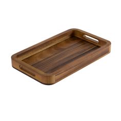 a wooden tray with handles on it