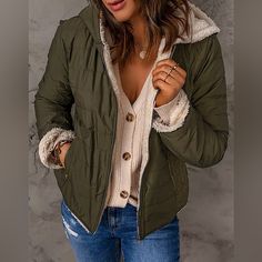 Brand New With Tags Reversible 2-In-1 Jacket High Quality Faux Fur Color Block Coats, Sable Fur Coat, Green Puffer, Madewell Jacket, Corduroy Coat, Clothing Female, Distressed Jacket, Boho Jacket, Grey Turtleneck