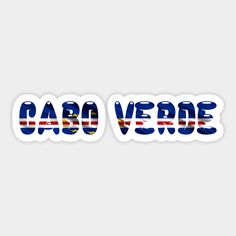 two stickers with the words caro verbe and an american flag on them