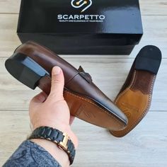 Scarpetto | Shoes | Leather Loafer With Handstitched Sole | Poshmark Slip-on Loafers With Brogue Detailing In Calf Leather, Calf Leather Slip-on Loafers With Brogue Detailing, Luxury Italian Craftsmanship Slip-on Loafers, Luxury Brogue-detailed Calf Leather Loafers, Mens Fashion Inspiration, Sheep Leather, Shoes Leather, Slip Ons, Leather Loafers