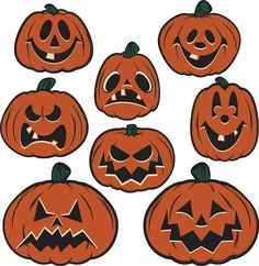 halloween pumpkins with faces cut out in the shape of jack - o'- lanterns