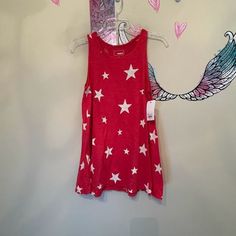 Nwt Women's Sonoma Red Tank Top With White Stars Size: Small Color: Red , White Flowy Tank Tank Top Casual Red Tops With Star Print, Casual Red Star Print Tops, Casual Red Top With Star Print, Red Star Print Top For Summer, Red Tank Top, Orange Blouse, Green Tank Top, Spaghetti Strap Tank Top, Red Tank