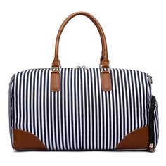 The Men's Canvas Weekend Bag Striped with Shoe Pocket from Woosir is the perfect travel companion for all your weekend getaways and short trips. Crafted with high-quality cotton canvas material, this travel bag is both durable and stylish. The striped design adds a touch of elegance to the bag, while the shoe pocket provides a convenient storage space for your shoes.  With its timeless design and versatile functionality, you can be sure that the Men's Canvas Weekend Bag Striped with Shoe Pocket from Woosir will become your go-to travel bag.   ITEM FEATURES  - 1 x Main Compartment - 1 x Shoe Compartment - 1 x Laptop Compartment - 2 x Slot Pockets - 2 x Pen Slots - 1 x Back Zipper Pocket - Detachable Shoulder Strap - Hold 17" Laptop - Top Handle Design    ITEM DETAILS  *Item Type: Duffle Bag Guangzhou Fashion, Big Travel Bag, Canvas Weekender Bag, Weekend Bags, Mens Bags Fashion, Overnight Travel Bag, Weekend Travel Bags, Beg Tangan, Guangdong China