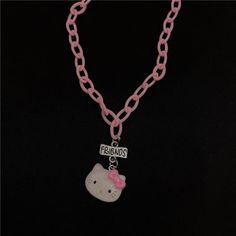 y2k-kawaii-fashion-Hello Kitty Friendship Necklace-Hello Kitty (FRIENDS)-Pinky Dollz Trendy Pink Charm Necklace For Friendship, Trendy Cat Design Jewelry Gift, Trendy Cat Design Jewelry For Gift, Trendy Pink Hello Kitty Jewelry, Cute Pink Charm Necklace For Best Friend, Cute Pendant Necklace For Friendship, Cute Friendship Pendant Necklace, Cute Pink Necklace For Best Friend, Hello Kitty Best Friends