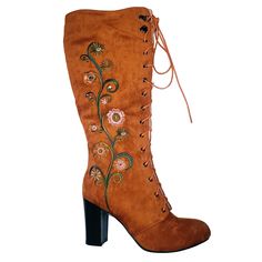 Stevie Nicks Boots, Penny Lane Boots, Fall Bohemian Leather Heeled Boots, Bohemian Leather Heeled Boots For Fall, Bohemian Knee-high Boots For Fall, Bohemian Fitted Boots For Fall, Fitted Bohemian Leather Boots, Bohemian Knee-high Boots For Festivals, Winter Festival Embroidered Boots