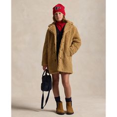 This coat is cut for a longer silhouette with cozy teddy fleece. Jersey lining at the body makes it extra comfortable. Teddy Fleece, Girls Outerwear, Ralph Lauren Purple Label, Jumper Shirt, Fleece Coat, Formal Shirts, Wimbledon, Girls Jacket, Clothes Collection