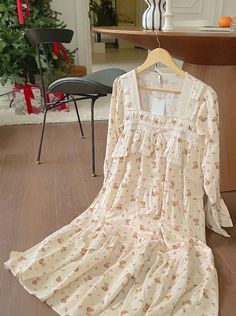 This cotton nightdress boasts a charming flower bear print that's both whimsical and comfortable. Made with 100% cotton, it offers a soft and breathable fit for a restful night's sleep. Embrace a touch of fun and relaxation with this delightful nightdress. Shoulder 37cm, Chest 47cm, Sleeve 55cm, Length 110cm (Fits XS-M) Cotton 100% Machine Wash Delicate cycle with like colors Sweet Sleepwear For Spring Sleepover, Sweet Sleepwear For Sleepovers In Spring, Sweet Sleepwear For Sleepover In Spring, Sweet Spring Sleepwear, Cotton Cottagecore Nightgown For Sleep, Cottagecore Cotton Nightgown For Sleep, Cottagecore Cotton Nightgown For Bedtime, Cute Floral Print Sleepwear For Pajama Party, Cute Ruffled Sleepwear For Loungewear