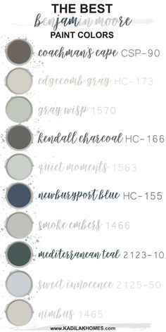 the best paint colors for your home and their names are in black, white, blue, green, gray