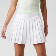 New With Tags! Athleta - Levitate Skort - Size Xxs (Fits Like An Xs) - White - Built In Shorts - Zip Pocket In Back Fitted Solid Color Skort For Golf, Fitted Skort For Golf, Spring Fitted Go-dry Tennis Skirt, Spring Fitted Tennis Skirt With Go-dry Technology, Fitted Athleisure Tennis Bottoms, Sporty Fitted Tennis Skirt For Workout, Fitted White Tennis Bottoms, Fitted White Bottoms For Tennis, White Stretch Tennis Skirt For Sports