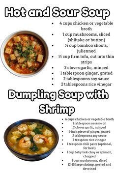 an info sheet describing different types of soups and what to put in them for dinner