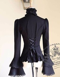 Custom Made To Order Vintage Lolita Tiered Cuffs Ruffles Blouse Plus 1x-10x L56 | eBay Fitted Ruffles Blouse For Costume, Fitted Ruffle Blouse For Costume, Fitted Costume Blouse For Fall, Fitted Long Sleeve Costume Blouse, Long Sleeve Ruffled Blouse For Costumes, Fitted Long Sleeve Blouse For Costume, Long Sleeve Blouse With Ruffles For Costume, Goth Blazer, Steampunk Fashion Women