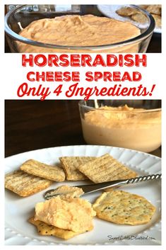 horseradish cheese spread with crackers on a plate