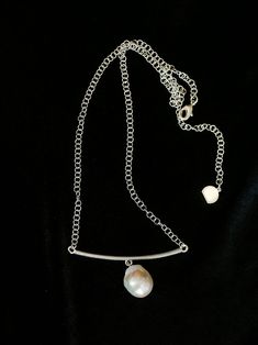 Metal: 925 Sterling Silver Plated On Brass Pearl: Freshwater Baroque Pearls Length: 54cm Sliver Earrings, Baroque Pearl Pendant, Slider Necklace, Gemstone Beaded Necklace, Gemstone Beaded Bracelets, Pearl Gemstone, Pearl Pendant Necklace, Engraved Necklace, Metal Earrings