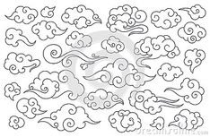 Asian Cloud Pattern, Asian Clouds Drawing, Chinese Cloud Pattern, Cloud Japanese, Asian Clouds, Japanese Cloud Tattoo, Japanese Clouds, Cloud Outline