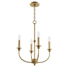 a brass chandelier with five lights hanging from the bottom and one light in the middle